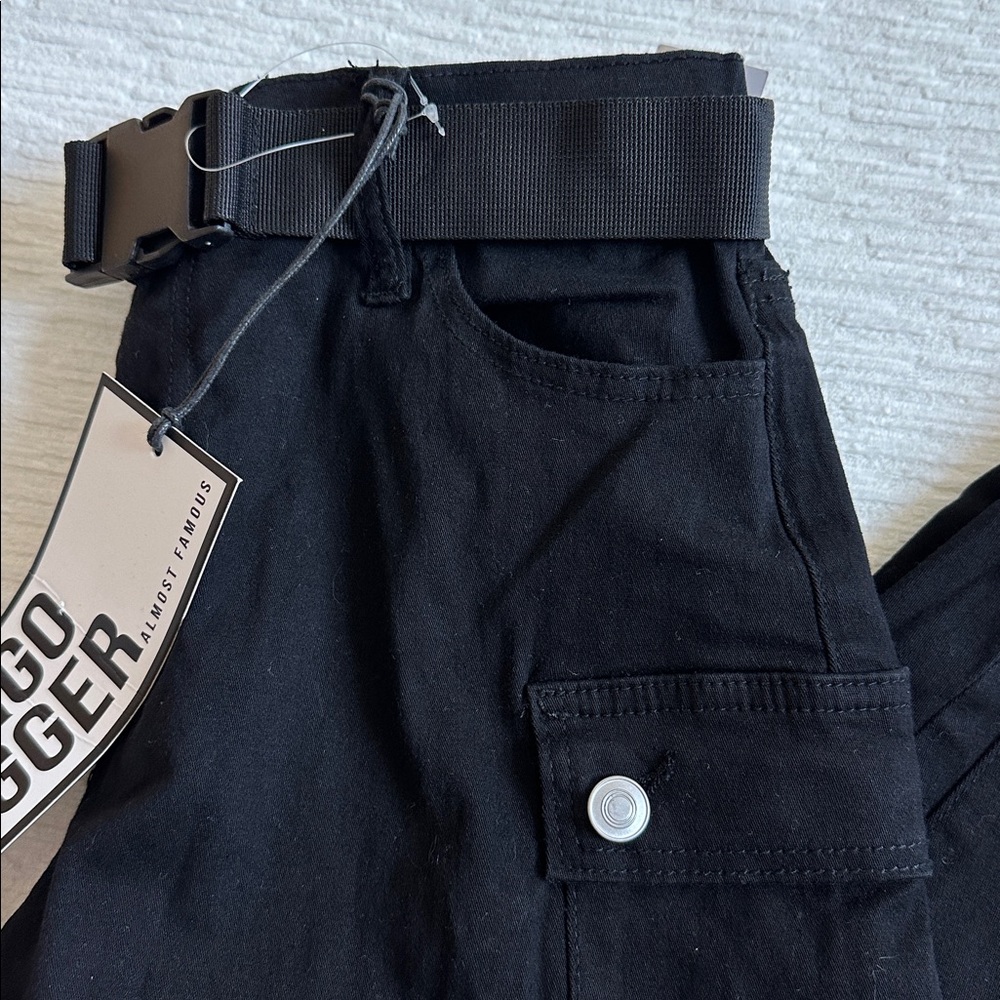 Almost Famous Black Cargo Jogger Pants NWT - Picture 3 of 5